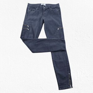 Paige Navy Zip Cargo Skinny Jeans Moto Utility Stretch Denim Pants Size 26